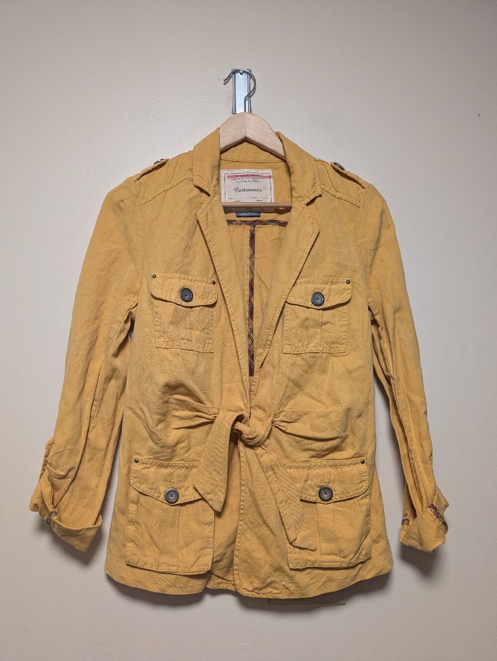Cartonnier Anthropologie Mustard Utility Safari Jacket Size 6 Belted Military